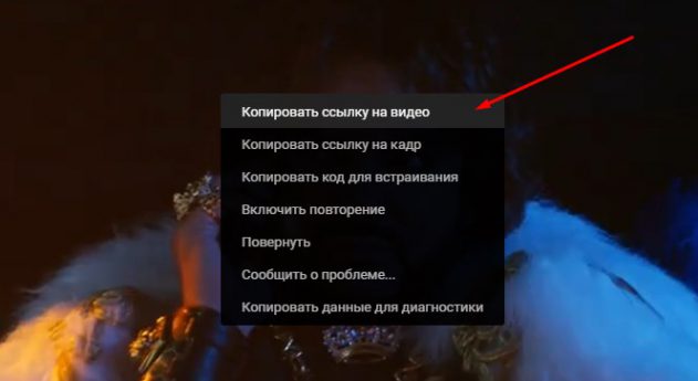 Копировать ссылку на видео